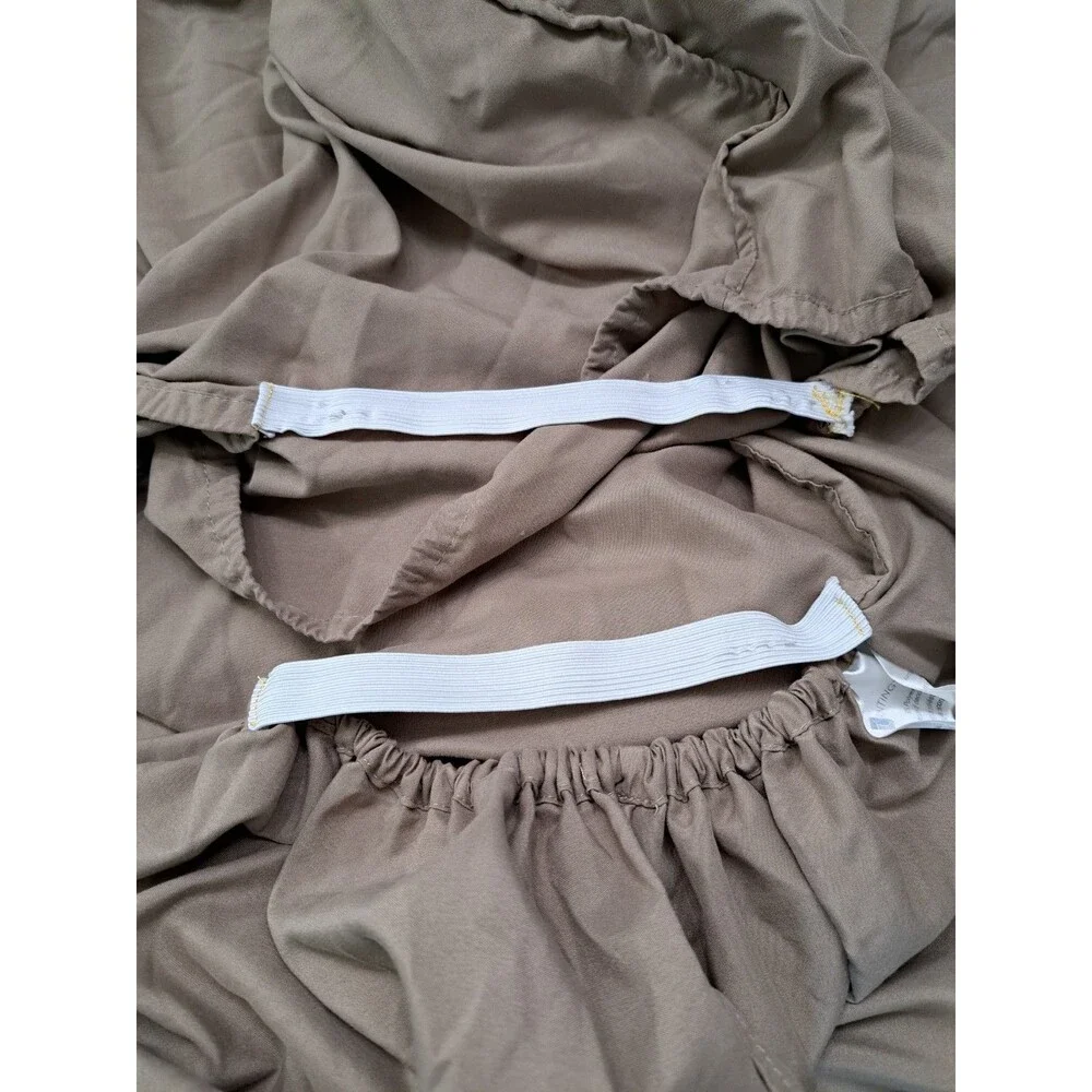 Huntington Home 4 Piece King Sheet & Pillowcase Set Tan Taupe Hem Embroidered